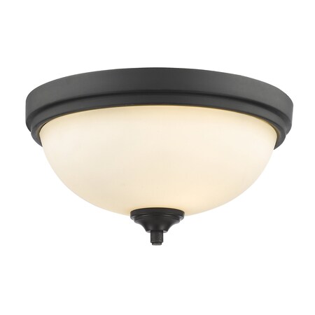 Z-Lite Bordeaux 2 Light Flush Mount, Bronze & Matte Opal 435F2-BRZ
